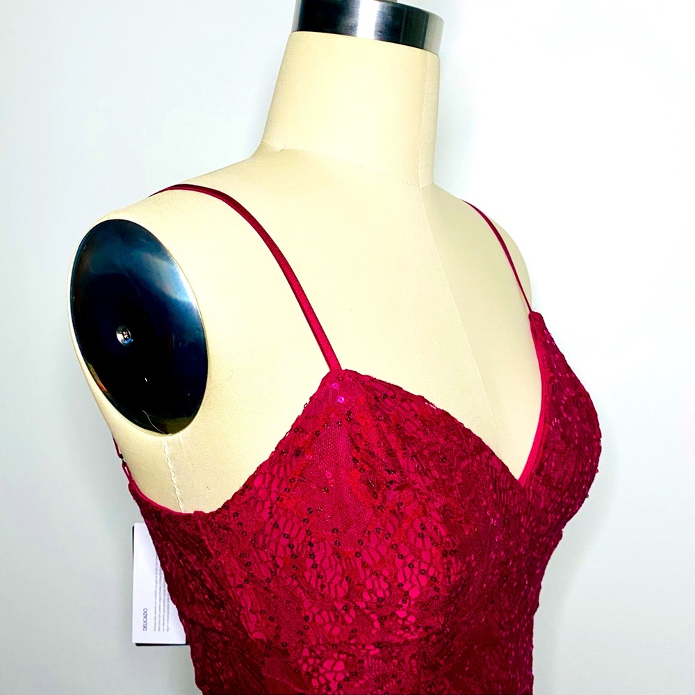 NWT GUESS Sequin & Lace Asymmetrical Dress - Picture 4 of 10